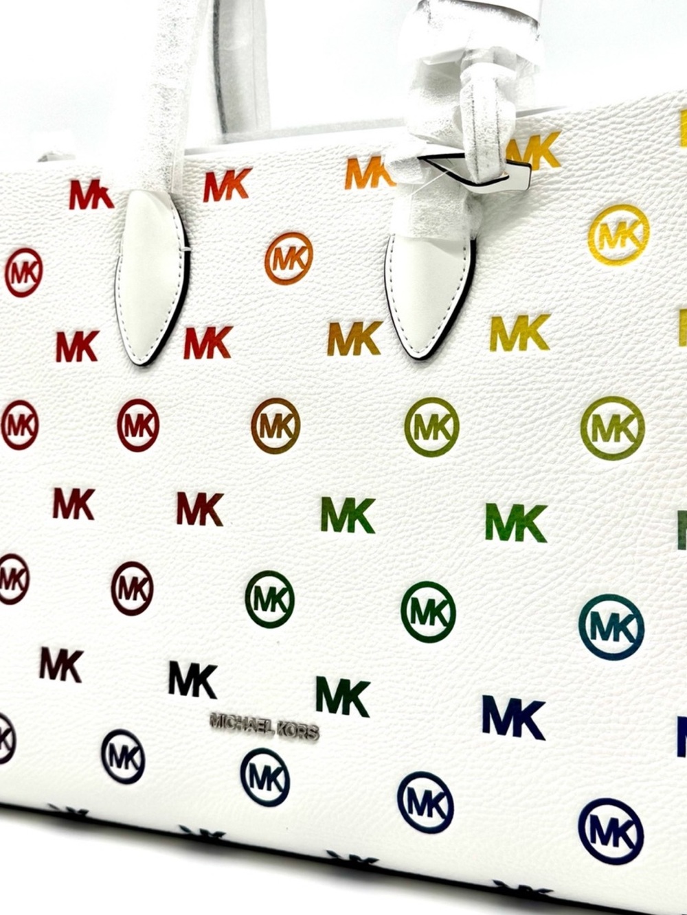 Michael Kors Mirella Medium Rainbow Logo Embossed Tote Bag 🌈 - Picture 2 of 7